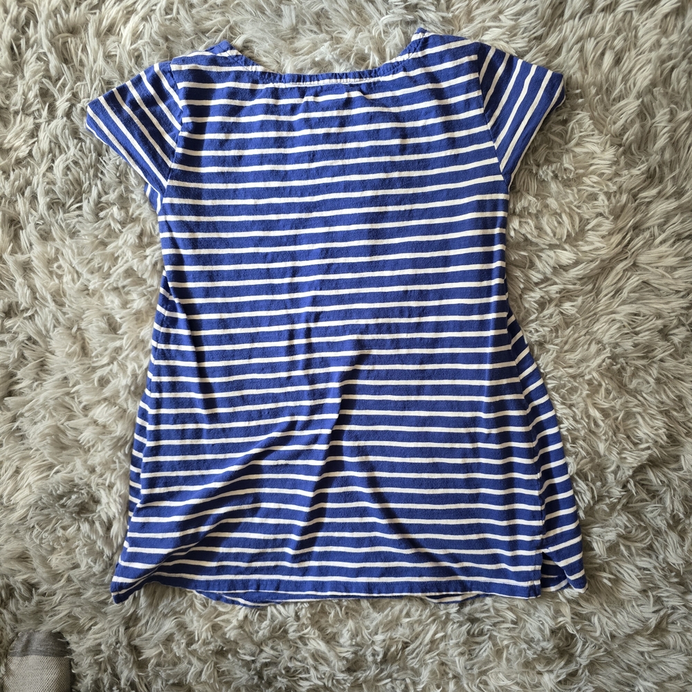 Old Navy Maternity Relaxed Blue and White Striped Short Sleeve Tee - Size Small - Picture 3 of 6